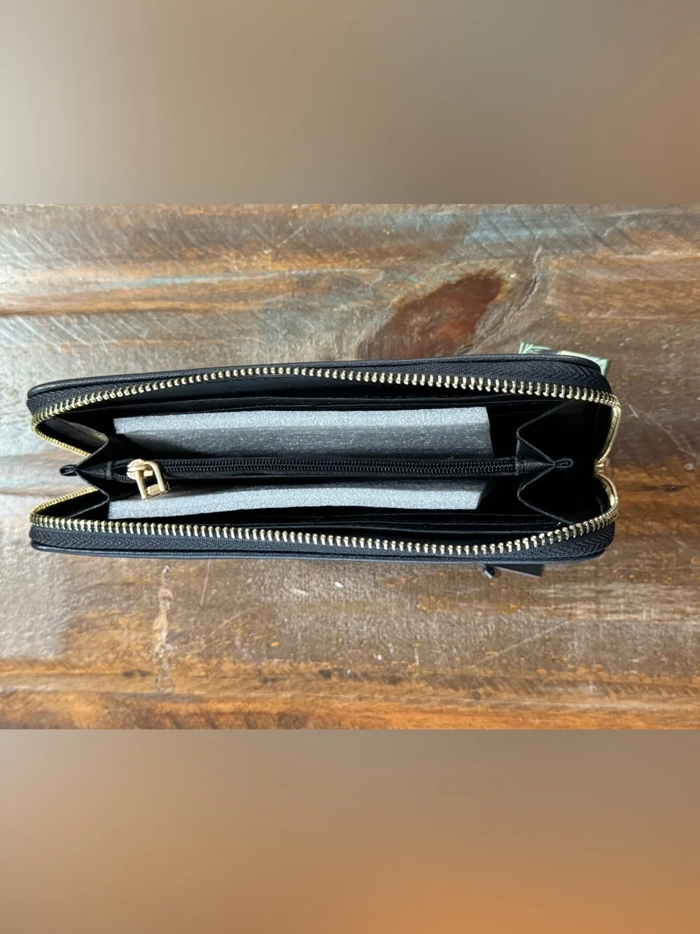 Badgley Mischka Black Studded Zip Around Long Wallet w/Gold Stud NWT